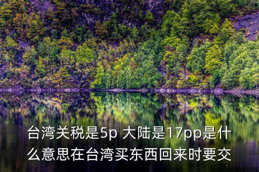 臺灣完稅什么意思，臺灣買的完稅商品是什么意思