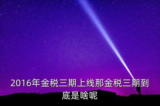 金稅三期什么時(shí)候改革，2016年金稅三期上線那金稅三期到底是啥呢