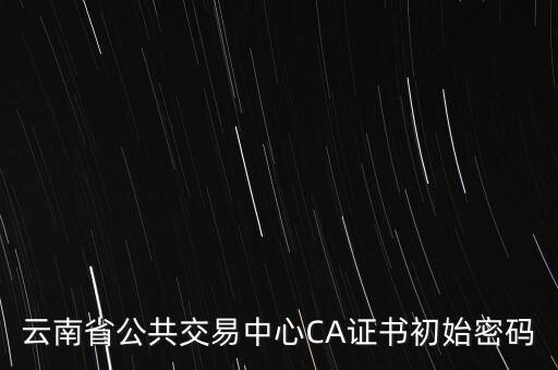 ca證書的原始密碼是什么意思，云南省公共交易中心CA證書初始密碼