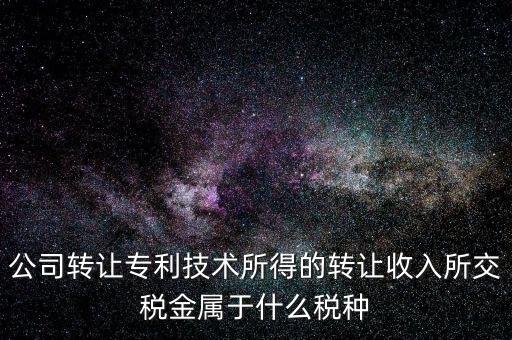公司出售專利交什么稅，公司轉(zhuǎn)讓專利技術(shù)所得的轉(zhuǎn)讓收入所交稅金屬于什么稅種