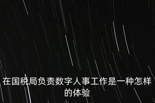 在國稅局負責數(shù)字人事工作是一種怎樣的體驗