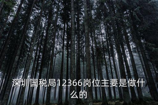 深圳國稅局12366崗位主要是做什么的