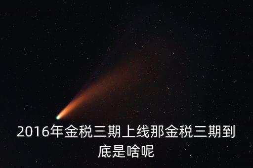 金三稅什么意思，2016年金稅三期上線那金稅三期到底是啥呢