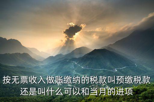 按無票收入做賬繳納的稅款叫預(yù)繳稅款還是叫什么可以和當(dāng)月的進項