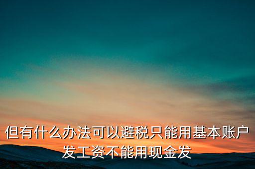 什么是國稅存量賬戶，但有什么辦法可以避稅只能用基本賬戶發(fā)工資不能用現(xiàn)金發(fā)