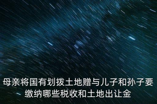 土地贈(zèng)送要交什么稅，母親將國有劃撥土地贈(zèng)與兒子和孫子要繳納哪些稅收和土地出讓金