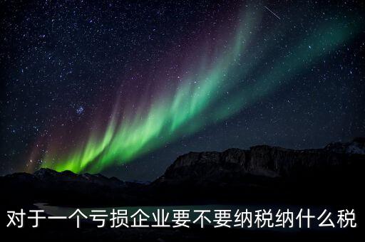 對(duì)于一個(gè)虧損企業(yè)要不要納稅納什么稅