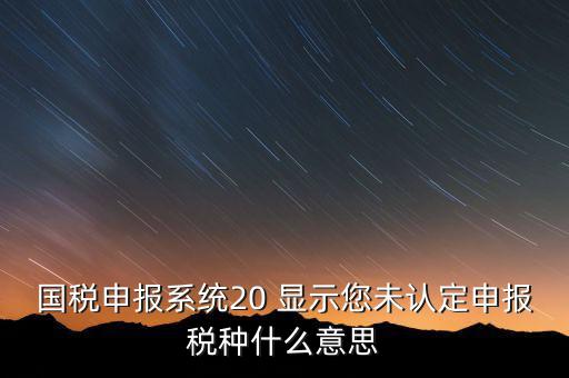未核對(duì)稅種是什么意思，國(guó)稅申報(bào)系統(tǒng)20 顯示您未認(rèn)定申報(bào)稅種什么意思