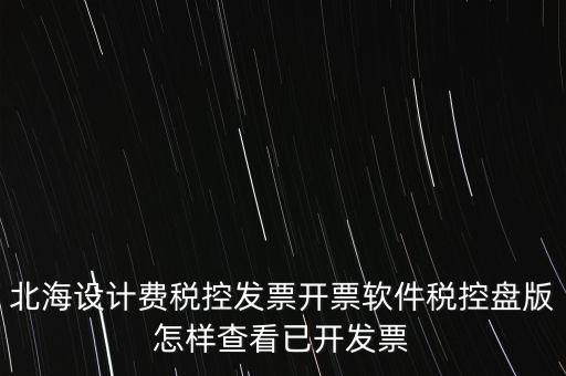 北海設(shè)計費稅控發(fā)票開票軟件稅控盤版怎樣查看已開發(fā)票