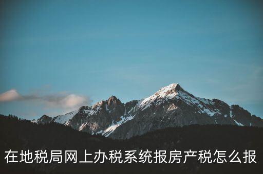 網上如何申報房產稅，地稅網上申報里的房產稅怎么報