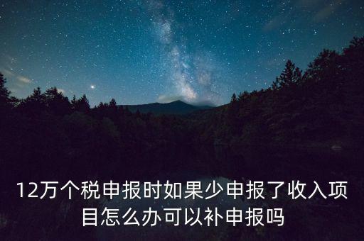 12萬個稅申報如何補報，年收入超12萬申報期錯過申報怎么辦
