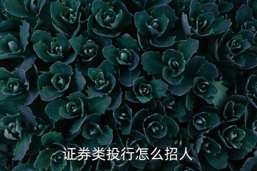 證券類投行怎么招人