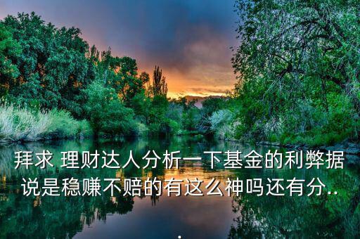 拜求 理財(cái)達(dá)人分析一下基金的利弊據(jù)說(shuō)是穩(wěn)賺不賠的有這么神嗎還有分...