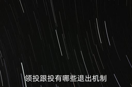 什么是跟投機(jī)制，領(lǐng)投跟投有哪些退出機(jī)制