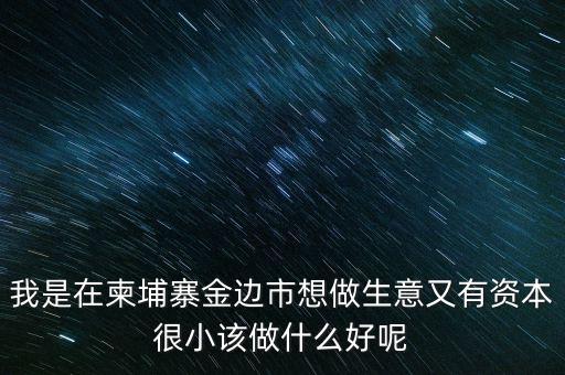 柬埔寨投資100萬(wàn)元能干什么，我是在柬埔寨金邊市想做生意又有資本很小該做什么好呢