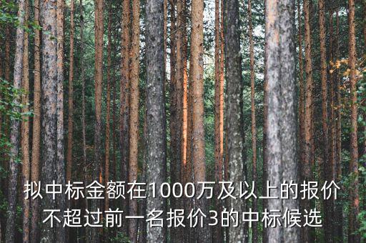 擬中標(biāo)金額在1000萬(wàn)及以上的報(bào)價(jià)不超過(guò)前一名報(bào)價(jià)3的中標(biāo)候選