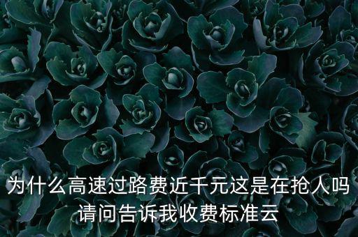 為什么高速過路費近千元這是在搶人嗎請問告訴我收費標(biāo)準(zhǔn)云