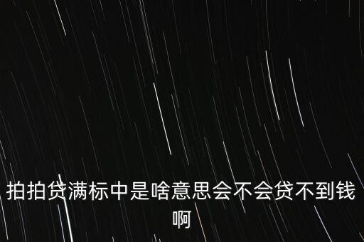 拍拍貸滿(mǎn)標(biāo)中是啥意思會(huì)不會(huì)貸不到錢(qián)啊