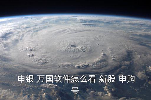  申銀 萬國軟件怎么看 新股 申購號(hào)