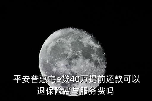  平安普惠宅e貸40萬提前還款可以退保險費與服務費嗎