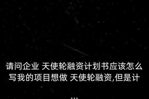 請問企業(yè) 天使輪融資計劃書應(yīng)該怎么寫我的項目想做 天使輪融資,但是計...
