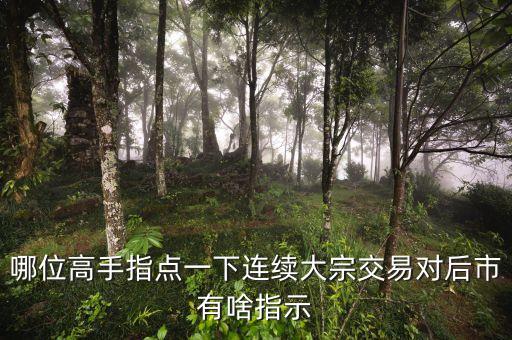 連續(xù)大宗交易說明什么，股票連續(xù)出現(xiàn)大宗交易意味什么求正解謝謝