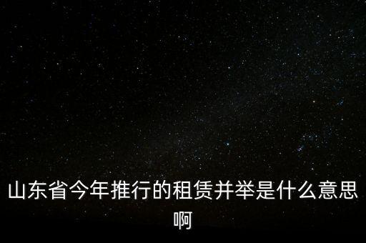 租售并舉是什么意思，山東省今年推行的租賃并舉是什么意思啊