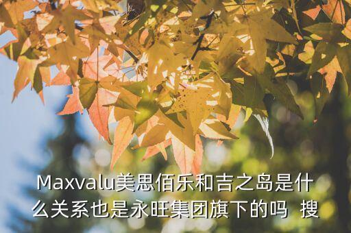 Maxvalu美思佰樂(lè)和吉之島是什么關(guān)系也是永旺集團(tuán)旗下的嗎  搜