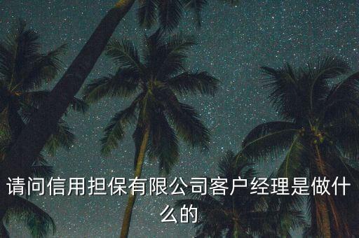 請(qǐng)問信用擔(dān)保有限公司客戶經(jīng)理是做什么的