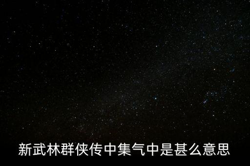 中集是什么意思，新武林群俠傳中集氣中是甚么意思