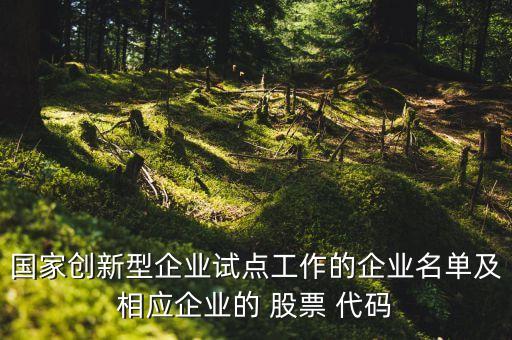 國家創(chuàng)新型企業(yè)試點工作的企業(yè)名單及相應企業(yè)的 股票 代碼