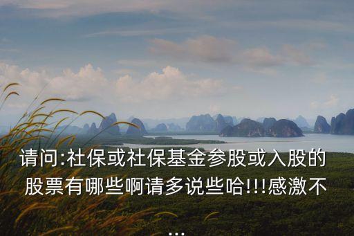 請(qǐng)問(wèn):社?；蛏绫；饏⒐苫蛉牍傻?股票有哪些啊請(qǐng)多說(shuō)些哈!!!感激不...