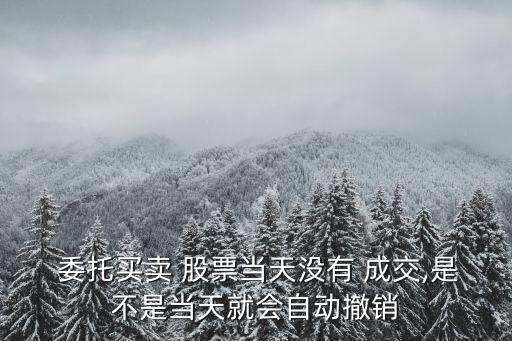  委托買(mǎi)賣(mài) 股票當(dāng)天沒(méi)有 成交,是不是當(dāng)天就會(huì)自動(dòng)撤銷(xiāo)