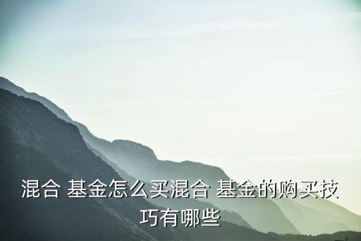 混合 基金怎么買(mǎi)混合 基金的購(gòu)買(mǎi)技巧有哪些