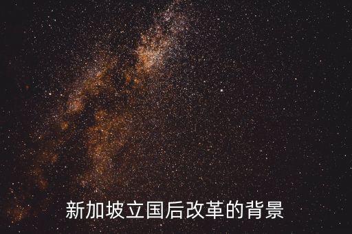 新加坡立國后改革的背景