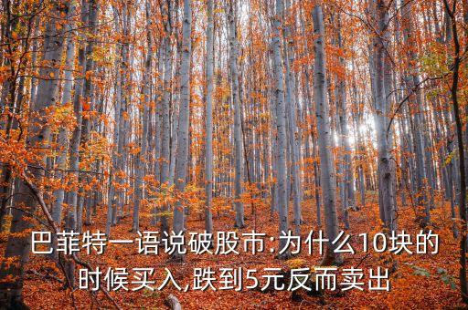 巴菲特一語(yǔ)說(shuō)破股市:為什么10塊的時(shí)候買(mǎi)入,跌到5元反而賣(mài)出