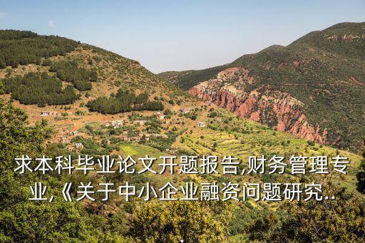 求本科畢業(yè)論文開題報告,財務管理專業(yè),《關(guān)于中小企業(yè)融資問題研究...