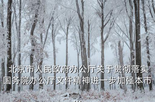  北京市人民政府辦公廳關(guān)于貫徹落實國務(wù)院辦公廳文件精神進(jìn)一步加強本市...