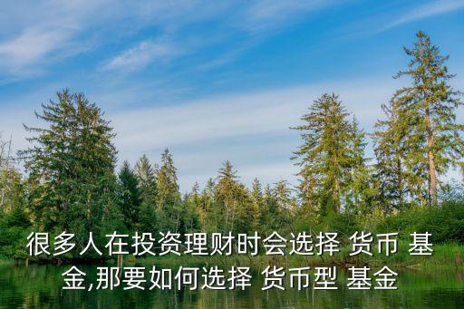 很多人在投資理財(cái)時(shí)會選擇 貨幣 基金,那要如何選擇 貨幣型 基金