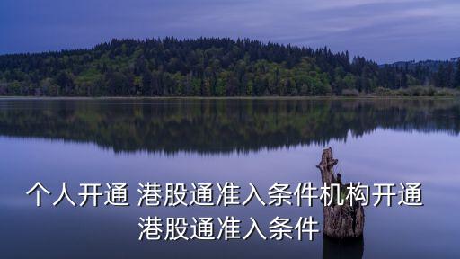 個人開通 港股通準(zhǔn)入條件機(jī)構(gòu)開通 港股通準(zhǔn)入條件